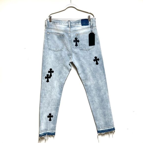 NWT Rare Twillmkt Custom Cross Patch Vintage Wash Jeans Mens 36W/31 - Picture 2 of 5